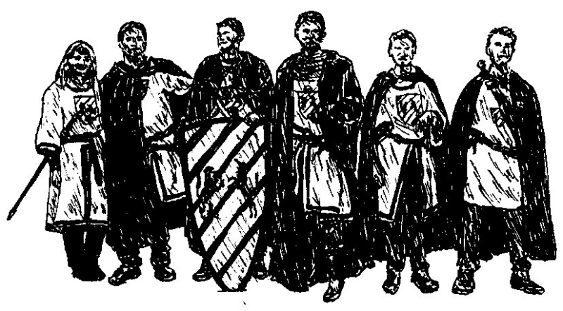 v.l. Dimiona von Keres (S.Gundlach), Geldrian Drauenfels (D.Milanovic), Herdan Weisenstein (C.T�dtmann), Adran Bredenhag von Aarenstein (A.K�rgelein), Gerion Stumrfels (J.Suberg), Rondrastolz von Buchenbruch (P.Hoffmann)